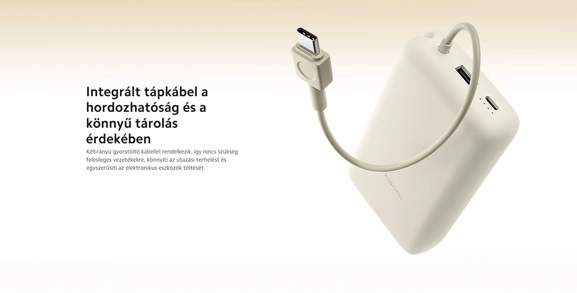 Xiaomi Power Bank 20.000 mAh 33W, integrált kábellel